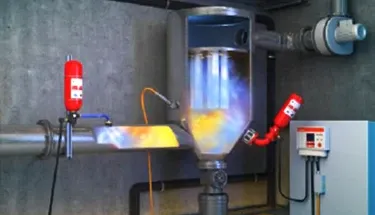 Control panel and pressure tubes of a chemical explosion suppression system